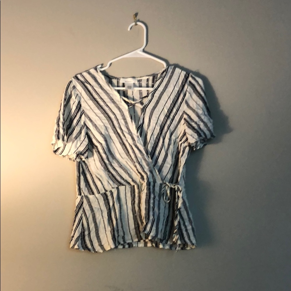 Blue and white blouse